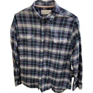 Normal Brand Shirt Mens Large Blue Gray Plaid Button Down Long Sleeve